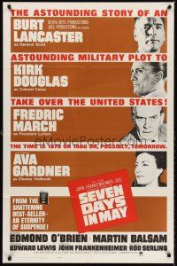 7g734 SEVEN DAYS IN MAY int'l 1sh '64 Burt Lancaster, Kirk Douglas, Fredric March & Ava Gardner!