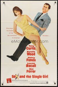 7g736 SEX & THE SINGLE GIRL 1sh '65 great full-length image of Tony Curtis & sexiest Natalie Wood!