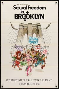 7g739 SEXUAL FREEDOM IN BROOKLYN 1sh '71 great artwork, it's busting out all over the joint!