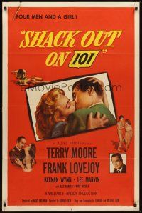 7g743 SHACK OUT ON 101 1sh '56 Terry Moore & Lee Marvin on the shady side of the highway!