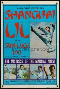 7g745 SHANGHAI LIL & THE SUN LUCK KID 1sh '74 Sue-Sue in title role, Shaw Bros martial arts action