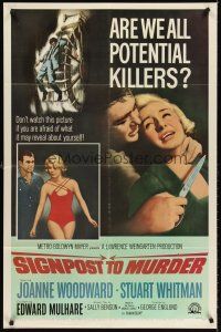 7g755 SIGNPOST TO MURDER 1sh '65sexy Joanne Woodward, Stuart Whitman, are we all potential killers?