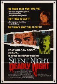 7g756 SILENT NIGHT, DEADLY NIGHT 1sh '84 the movie that went too far, now you can see it uncut!