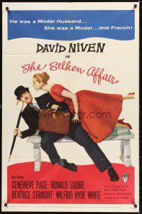 7g757 SILKEN AFFAIR 1sh '56 David Niven is a model husband, sexy Genevieve Page is a French model!