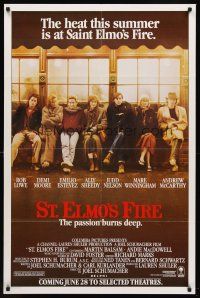 7g795 ST. ELMO'S FIRE advance 1sh '85 Rob Lowe, Demi Moore, Emilio Estevez, Ally Sheedy, Judd Nelson