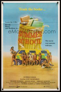 7g822 SUMMER SCHOOL 1sh '77 art of sexy teens on the beach, the movie your parents will hate!