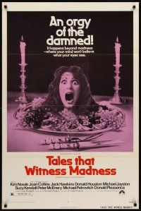 7g844 TALES THAT WITNESS MADNESS 1sh '73 wacky screaming head on food platter horror image!