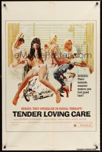 7g856 TENDER LOVING CARE 1sh '74 Roger Corman, nurses who specialize in sexual therapy!