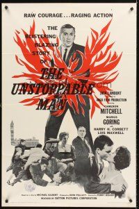 7g915 UNSTOPPABLE MAN 1sh '61 Cameron Mitchell, raw courage, raging action!
