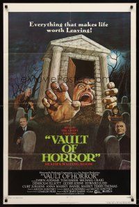 7g926 VAULT OF HORROR 1sh '73 Tales from Crypt sequel, cool art of death's waiting room!