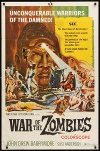 7g942 WAR OF THE ZOMBIES 1sh '65 John Drew Barrymore vs unconquerable warriors of the damned!