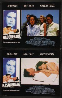 7h426 MASQUERADE 8 English LCs '88 Rob Lowe, Meg Tilly, Kim Cattrall, it's not a game anymore!