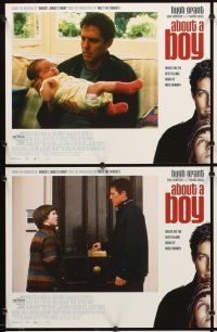 7h035 ABOUT A BOY 8 LCs '02 Hugh Grant, Toni Collette, growing up has nothing to do with age!