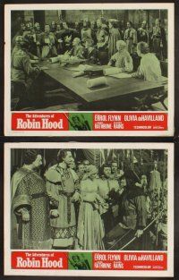 7h040 ADVENTURES OF ROBIN HOOD 8 LCs R64 Errol Flynn as Robin Hood, Olivia De Havilland as Marian