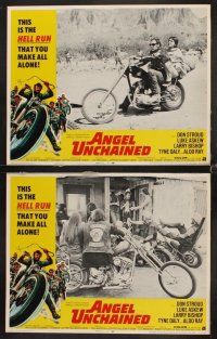 7h058 ANGEL UNCHAINED 8 LCs '70 AIP, Don Stroud, Tyne Daly, bikers & hippies!
