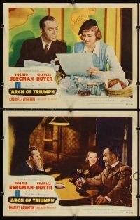 7h975 ARCH OF TRIUMPH 4 LCs '47 Ingrid Bergman, Charles Boyer, from novel by Erich Maria Remarque!