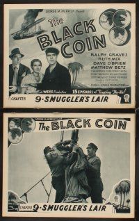 7h111 BLACK COIN 8 chapter 9 LCs '36 Ralph Graves, Ruth Mix, O'Brien, serial, Smuggler's Lair!