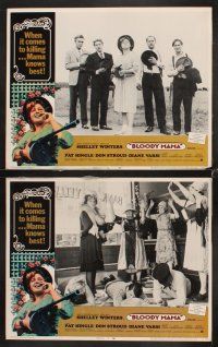 7h115 BLOODY MAMA 8 LCs '70 Roger Corman, AIP, crazy Shelley Winters with tommy gun!