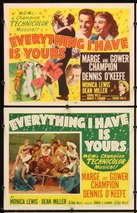 7h233 EVERYTHING I HAVE IS YOURS 8 LCs '52 great images of Marge & Gower Champion dancing!