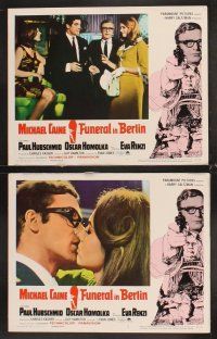 7h266 FUNERAL IN BERLIN 8 LCs '67 cool border art of Michael Caine pointing gun!