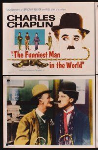 7h267 FUNNIEST MAN IN THE WORLD 8 LCs '67 cool images of wacky Charlie Chaplin in action!