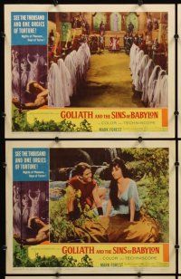 7h278 GOLIATH & THE SINS OF BABYLON 8 LCs '64 L'Eroe Piu Grande del Mondo, Mark Forest as Maciste!