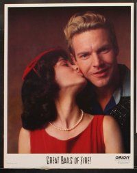 7h282 GREAT BALLS OF FIRE 8 LCs '89 Dennis Quaid with the real Jerry Lee Lewis, Winona Ryder!