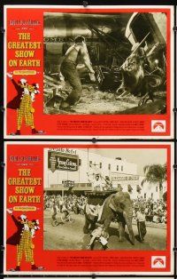 7h286 GREATEST SHOW ON EARTH 8 LCs R70s Cecil B. DeMille circus classic,Charlton Heston, Stewart