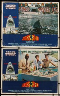 7h354 JAWS 3-D 8 LCs '83 Dennis Quaid, the third dimension is terror, cool shark images!
