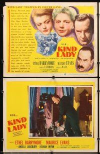 7h366 KIND LADY 8 LCs '51 John Sturges, Keenan Wynn, Ethel Barrymore & Angela Lansbury!