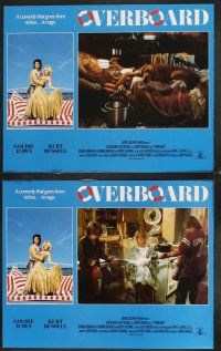 7h491 OVERBOARD 8 English LCs '87 Goldie Hawn, Kurt Russell, Roddy McDowall