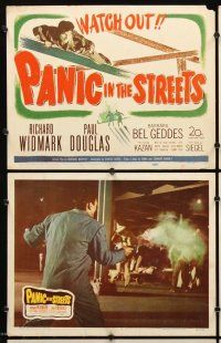 7h493 PANIC IN THE STREETS 8 LCs '50 Walter Jack Palance, Richard Widmark, Elia Kazan film noir!