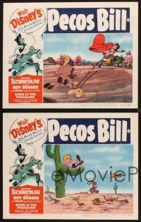 7h989 PECOS BILL 4 LCs '54 cool images from Walt Disney western cowboy very goodcartoon!