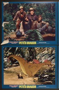 7h503 PETE'S DRAGON 8 LCs '77 Walt Disney, Helen Reddy, colorful art of cast w/Pete!