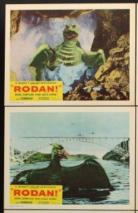 7h888 RODAN 6 LCs '57 great special effects images of The Flying Monster destroying Tokyo!