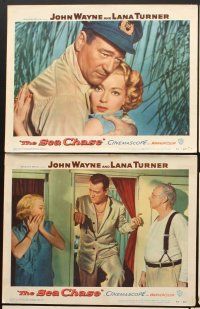 7h890 SEA CHASE 6 LCs '55 great images of John Wayne & sexy Lana Turner!