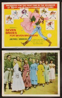 7h571 SEVEN BRIDES FOR SEVEN BROTHERS 8 int'l LCs R60s art of Jane Powell & Keel,classic MGM musical