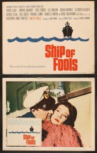 7h584 SHIP OF FOOLS 8 LCs '65 close up of Elizabeth Ashley & George Segal at dinner table!