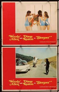 7h601 SLEEPER 8 LCs '74 Woody Allen, Diane Keaton, wacky futuristic sci-fi comedy