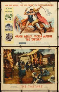 7h645 TARTARS 8 LCs '61 sexy Liana Orfei, armored Victor Mature battling Orson Welles!