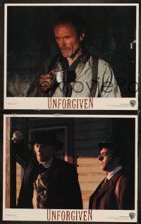 7h692 UNFORGIVEN 8 LCs '92 Clint Eastwood, Gene Hackman, Morgan Freeman, Richard Harris