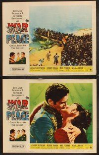7h712 WAR & PEACE 8 LCs R63 Audrey Hepburn, Henry Fonda & Mel Ferrer, Leo Tolstoy epic!