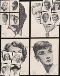 7j021 LOT OF 59 ACADEMY AWARD PORTRAITS '62 cool artwork of top stars by Nicholas Volpe!