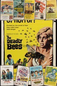 7j033 LOT OF 55 FORMERLY FOLDED ONE-SHEETS '55 - '97 Deadly Bees, Huckleberry Finn & many more!