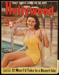 7j102 HOLLYWOOD magazine June 1941 sexy Jane Russell in swimsuit by swimming pool!