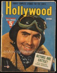 7j105 HOLLYWOOD magazine September 1941 Tyrone Power, Alfred Hitchcock says Actors are cattle!