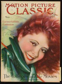 7j081 MOTION PICTURE CLASSIC magazine May 1929 art of beautiful redhead Clara Bow by Don Reed!