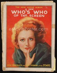 7j115 NEW MOVIE ALBUM magazine '30 art of Joan Crawford by Jules Erbit, who's who of the screen!
