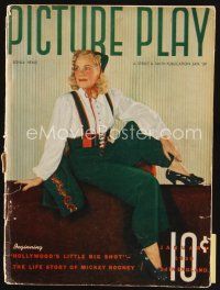 7j096 PICTURE PLAY magazine January 1939 portrait of pretty Sonja Henie by Alfred Cheney Johnston!