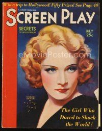 7j045 SCREEN PLAY magazine July 1931 great art of beautiful Marlene Dietrich by Henry Clive!